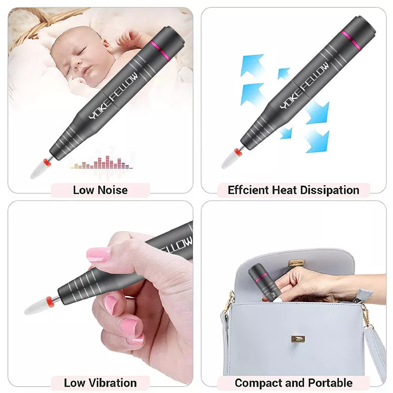 Electric Nail Drill Machine for Manicure with Milling Cutter Set for Gel Polishing, Salon Nail Equipment