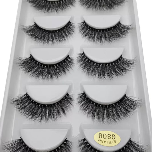 Soft and Fluffy 3D Mink Eyelashes - Set of 5/3 Pairs with False Lash Extension