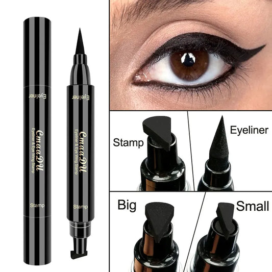 Waterproof Black Double Head Eyeliner Pencil - Long-lasting Makeup Stamp Eyeliner