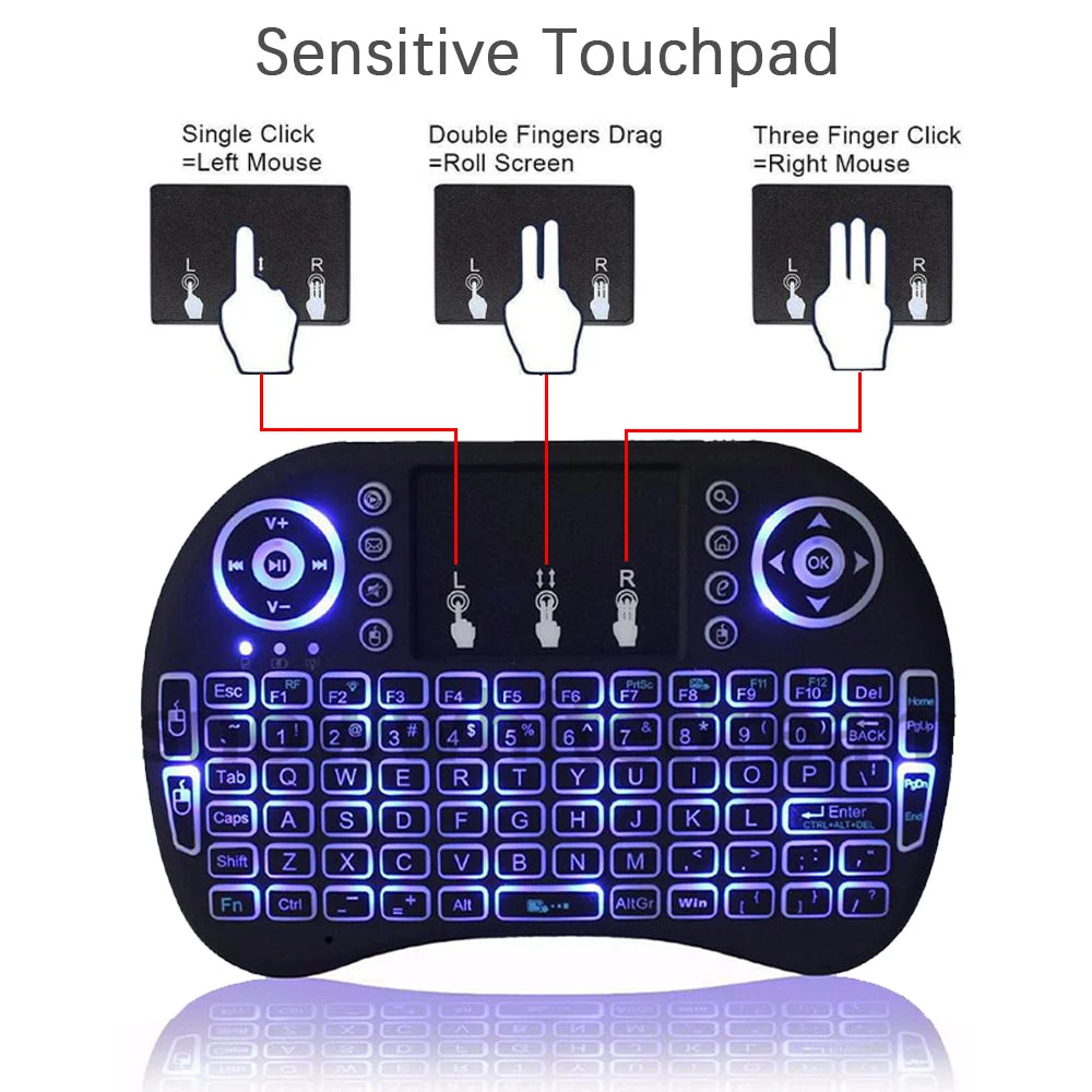 Mini Wireless Keyboard with Touchpad and Backlit Air Mouse for PC, Android TV Box