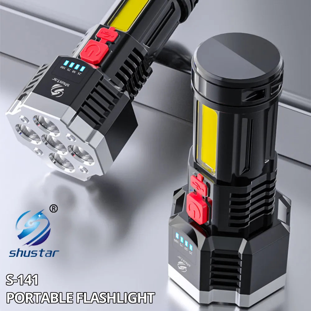 7LED Rechargeable Flashlight with COB Side Light for Outdoor Adventures