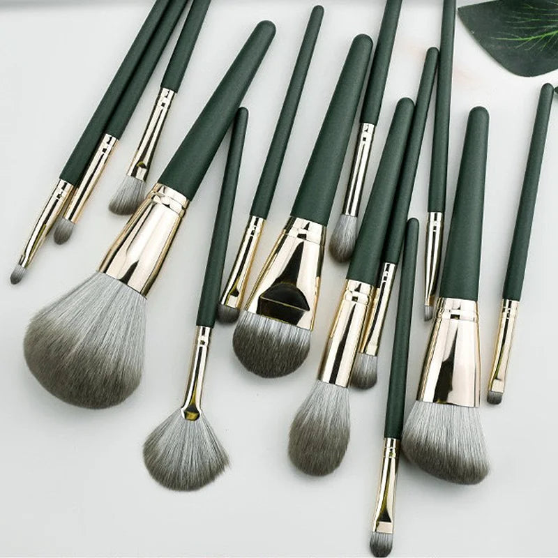 Fluffy 14-Piece Makeup Brush Set for Cosmetic Application