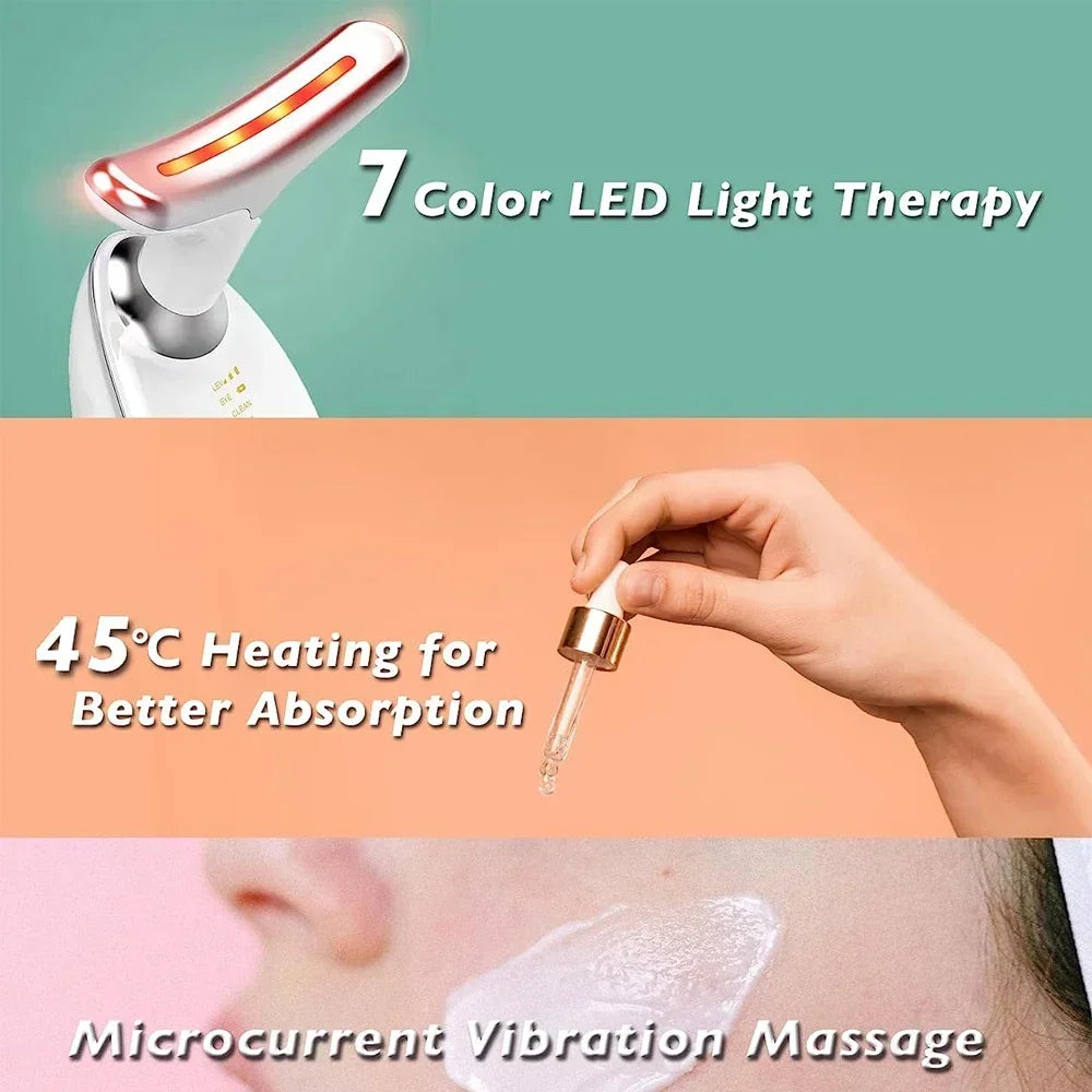 Neck Beauty Device with LED Photon, EMS Face Lifting, and Anti Wrinkle Massager