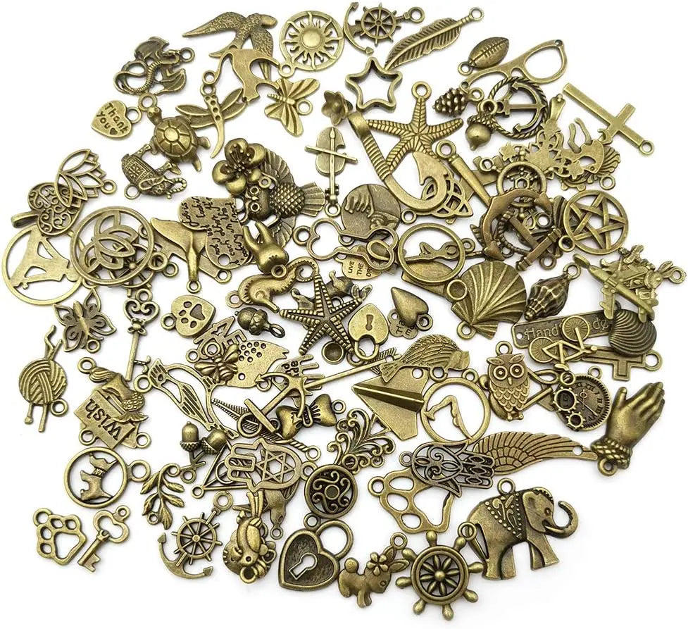 Assorted 100-Piece Zinc Alloy Animal Charms for DIY Jewelry Making